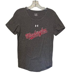 Under Armour Charcoal Tee with Red Washington Script